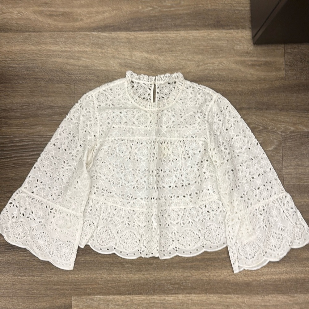 Veronica Beard white eyelet top